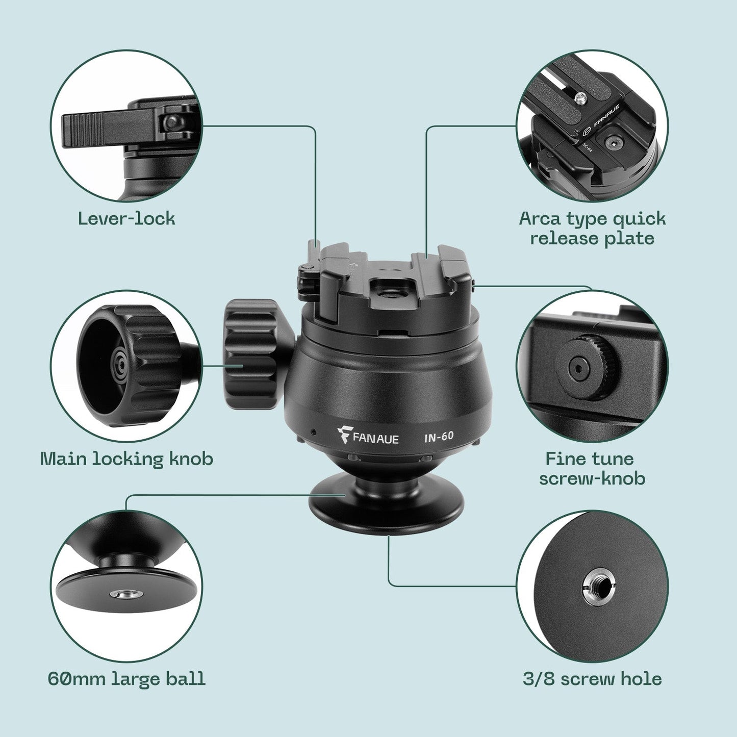 Fanaue IN-60T Tripod Inverted Ball Head